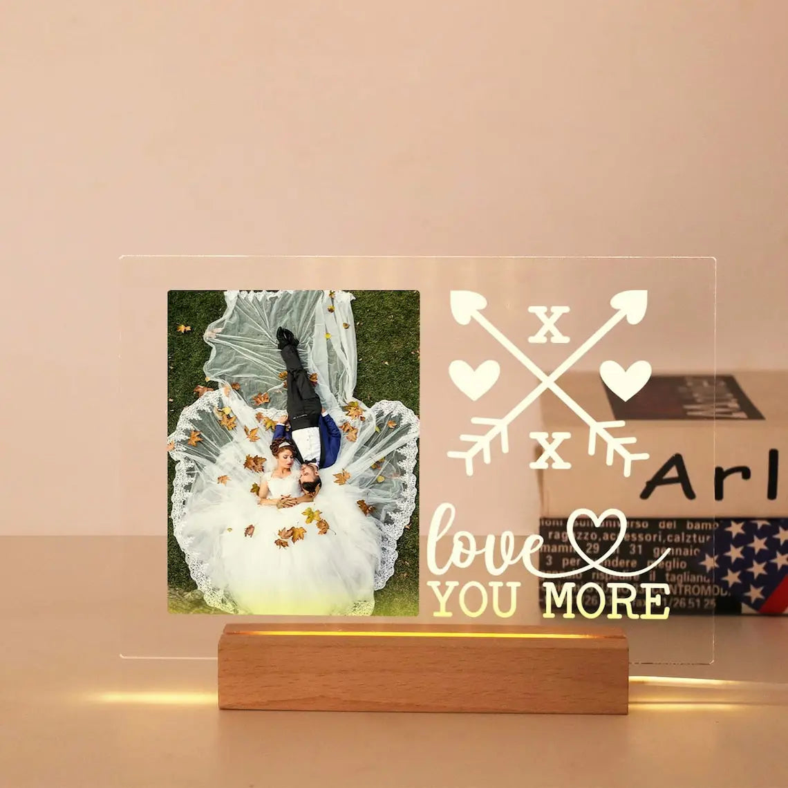 Luce notturna 3D personalizzata Lampada con foto e testo personalizzati Regali personalizzati per San Valentino, matrimonio, compleanno, lampada 3D a 7 colori