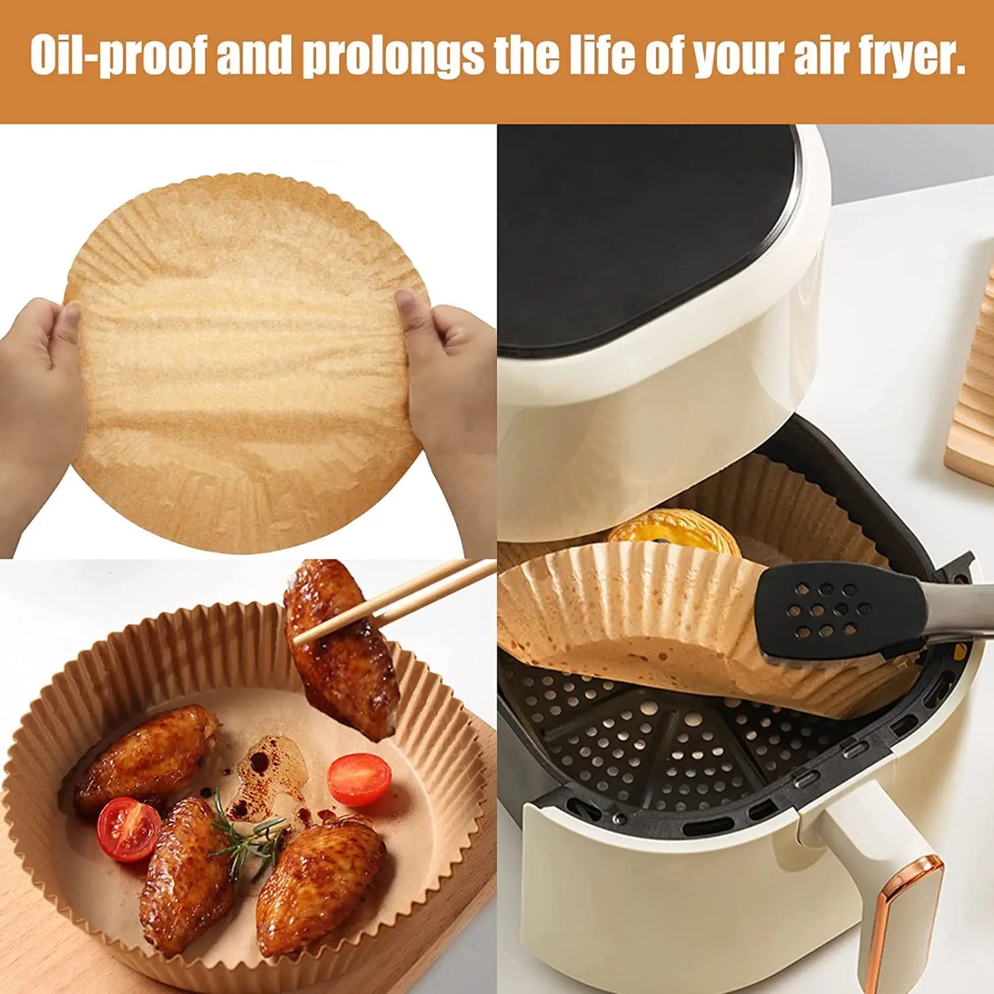 100 pz Friggitrice Ad Aria Fodere di Carta Usa E Getta Friggitrice Fodere Carta Pergamena A Prova di Olio A Prova di Acqua Food Grade Teglie Airfryer