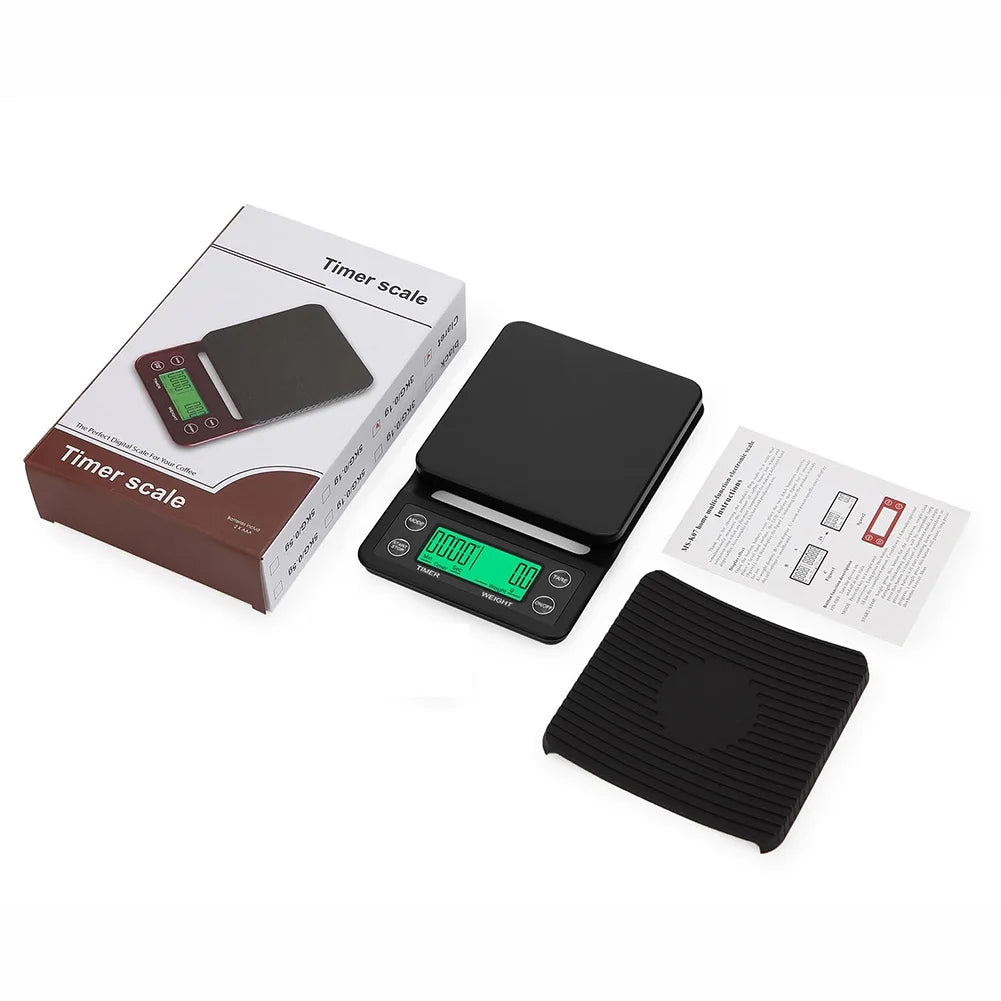 Bilancia da caffè da cucina LCD da 5/3 kg con display digitale temporizzato, timer, strumento per il peso del caffè, bilancia LCD di precisione di misurazione ad alta precisione