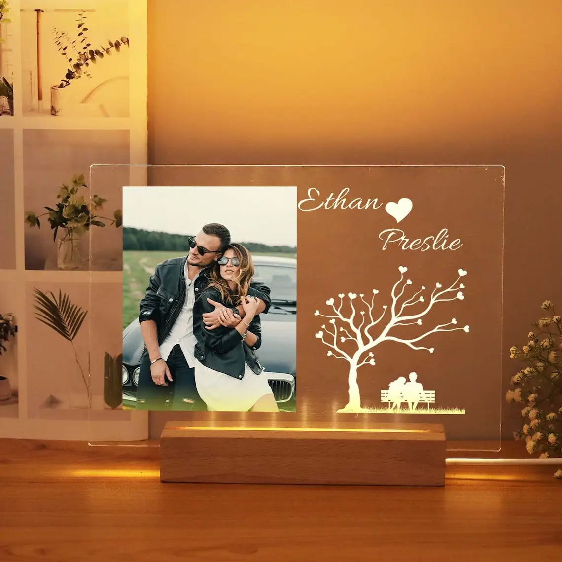 Luce notturna 3D personalizzata Lampada con foto e testo personalizzati Regali personalizzati per San Valentino, matrimonio, compleanno, lampada 3D a 7 colori
