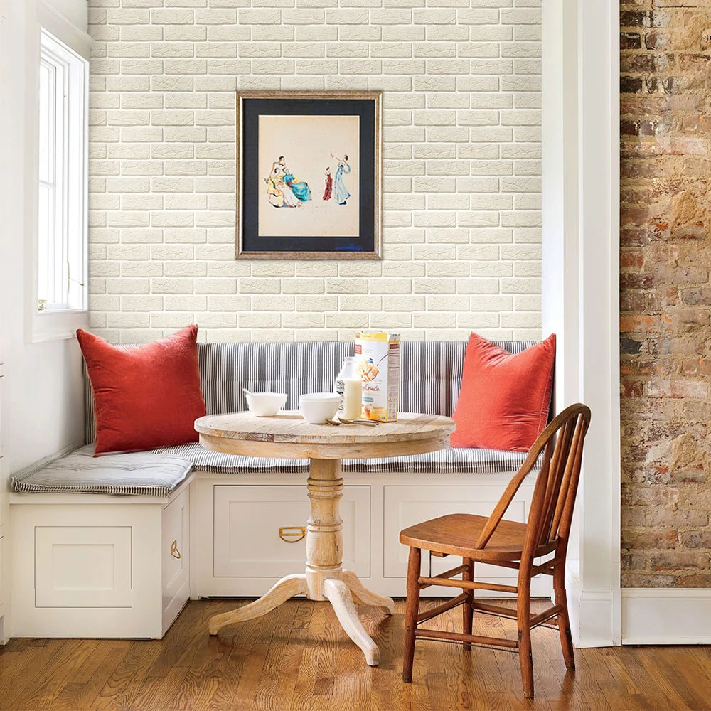 3D Wall Sticker Self-adhesive Faux Brick Wall Panel Peel and Stick Tile Backsplash for Kitchen Bedroom Waterproof Tile Sticker