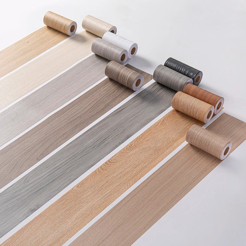 1 rotolo di adesivi murali per battiscopa con venature del legno imitazione addensata, decorazione autoadesiva per l'angolo della parete della camera da letto del soggiorno