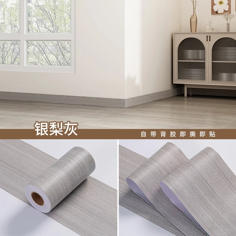 1 rotolo di adesivi murali per battiscopa con venature del legno imitazione addensata, decorazione autoadesiva per l'angolo della parete della camera da letto del soggiorno