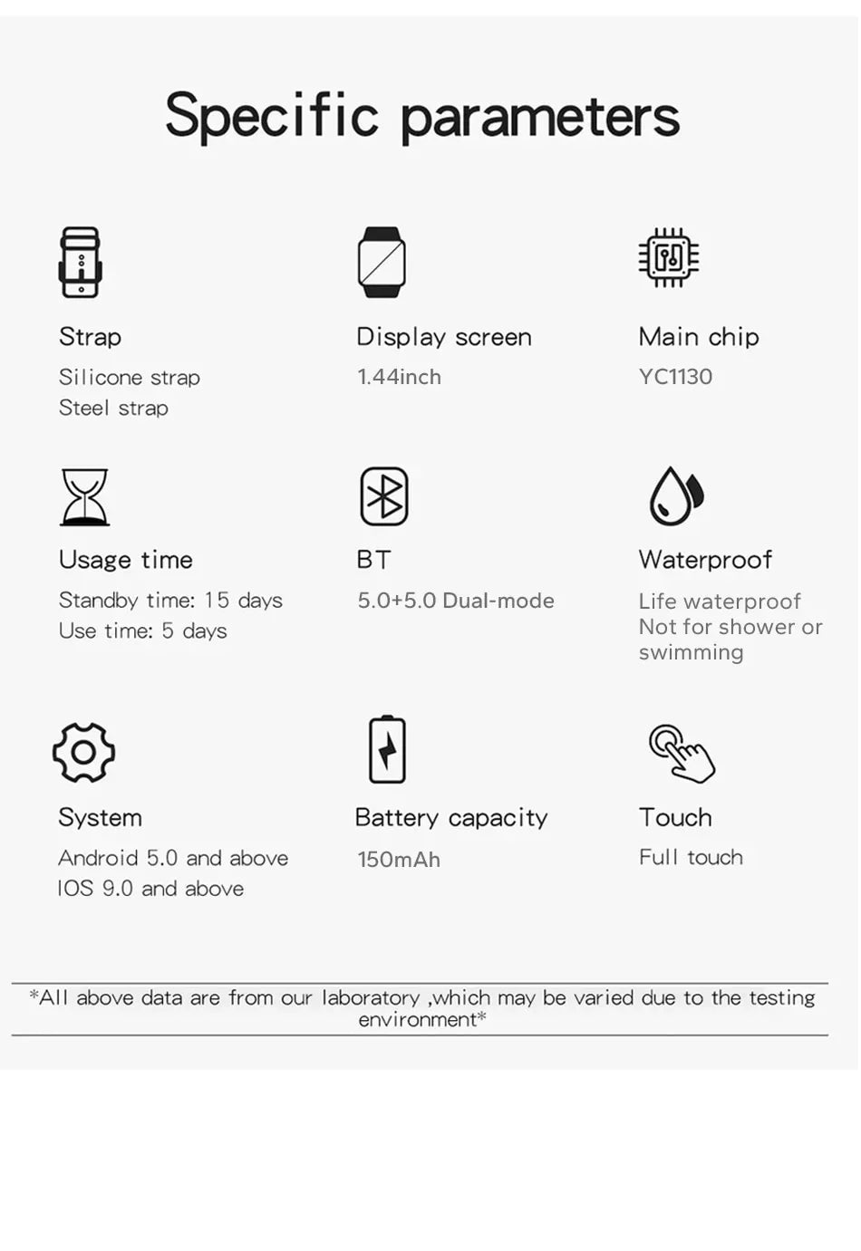 Orologio intelligente per telefono Android. Schermo a colori da 1,44 pollici Full Touch Chiamata Bluetooth Orologio intelligente Ricarica magnetica