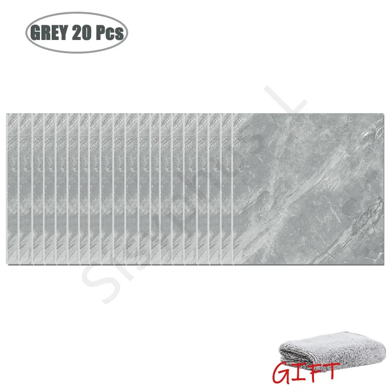 10-50Pcs PVC Marble Wall Stickers Self-Adhesive Thickened Tile Sticker Bathroom Waterproof Floor Sticker Kitchen Home Decoration