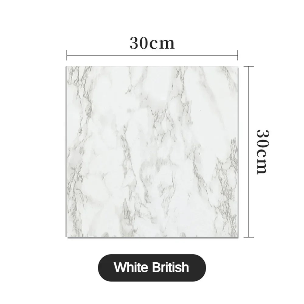 10/30/50PCS Thickened Self-adhesive Decor Wall Sticker Marble Tile Floor Sticker PVC Waterproof Toilet Kitchen Home Floor