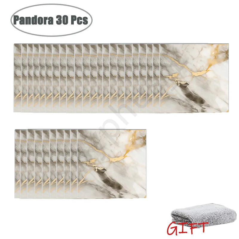 10-50Pcs PVC Marble Wall Stickers Self-Adhesive Thickened Tile Sticker Bathroom Waterproof Floor Sticker Kitchen Home Decoration