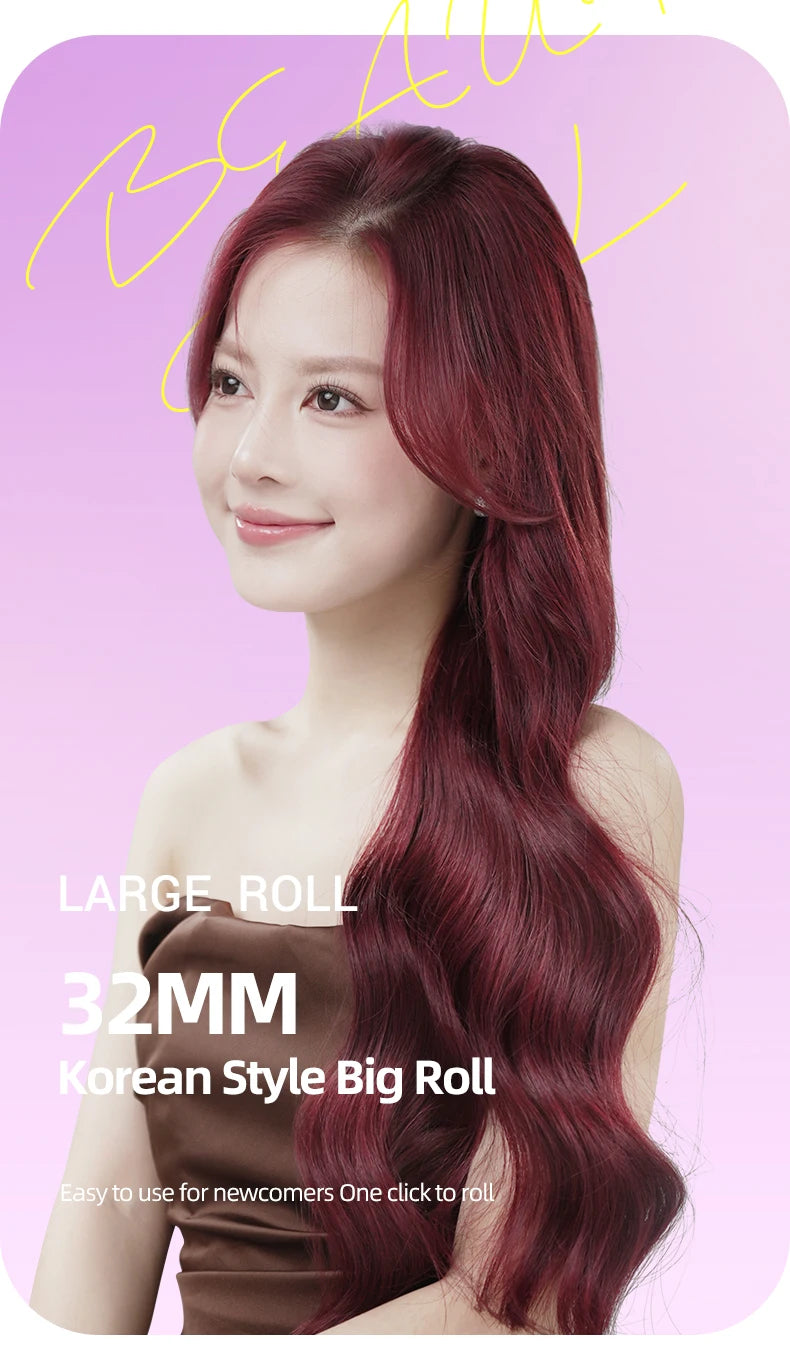 Bigodino automatico per capelli 28mm/32mm Ferro arricciacapelli a onda grande Anione Riscaldamento rapido Bigodini per styling professionale Bacchetta arricciacapelli Ondeggiatore per capelli
