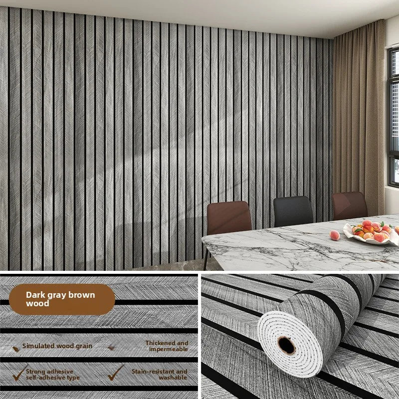 Adesivo Murale a Griglia in Legno Autoadesivo Decorazione di Sfondo per Camera da Letto Soggiorno Cucina Carta da Parati in PVC Impermeabile