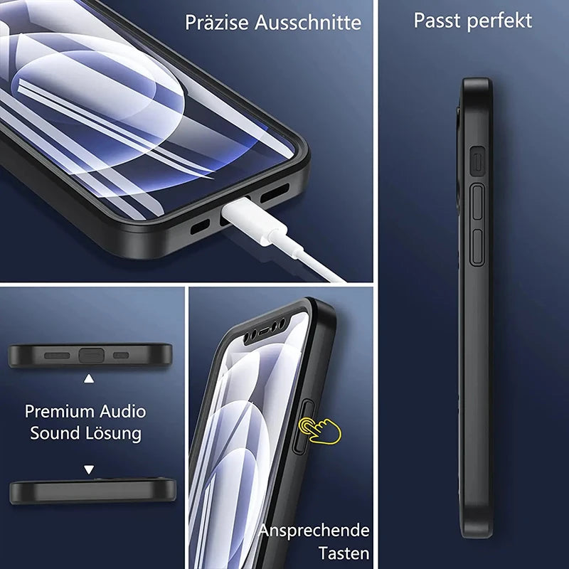 Custodia da 360 gradi per iPhone 15 14 13 12 11 Pro Max 14 Plus XS MAX XR Cover trasparente Protezione per schermo integrata robusta per tutto il corpo