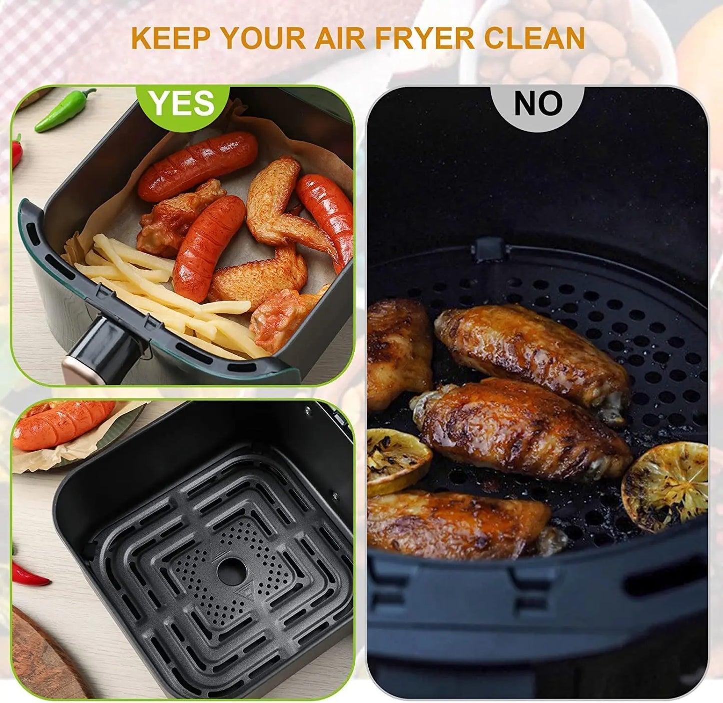 100 pz Friggitrice Ad Aria Fodere di Carta Usa E Getta Friggitrice Fodere Carta Pergamena A Prova di Olio A Prova di Acqua Food Grade Teglie Airfryer