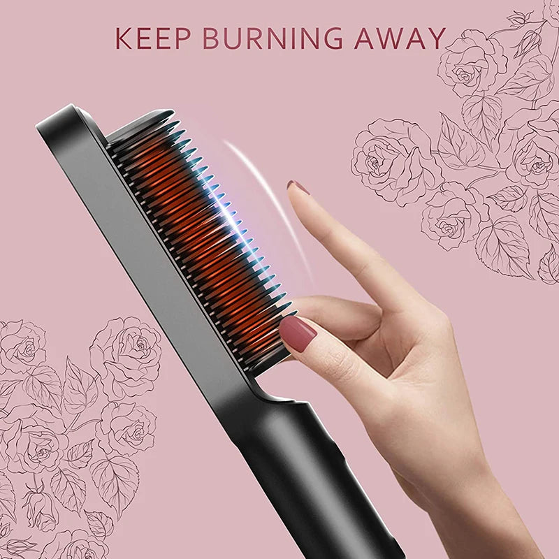 Piastra per capelli Ptc professionale Pettine caldo elettrico riscaldato rapidamente Pettine per capelli Cura personale Spazzola per acconciature multifunzionale