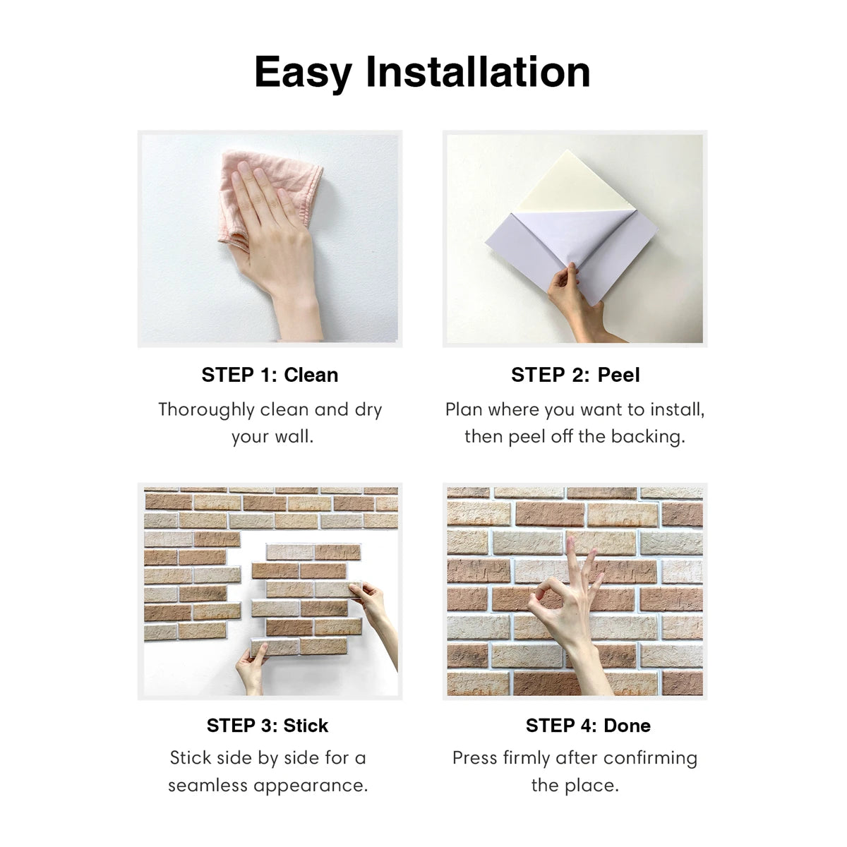3D Wall Sticker Self-adhesive Faux Brick Wall Panel Peel and Stick Tile Backsplash for Kitchen Bedroom Waterproof Tile Sticker
