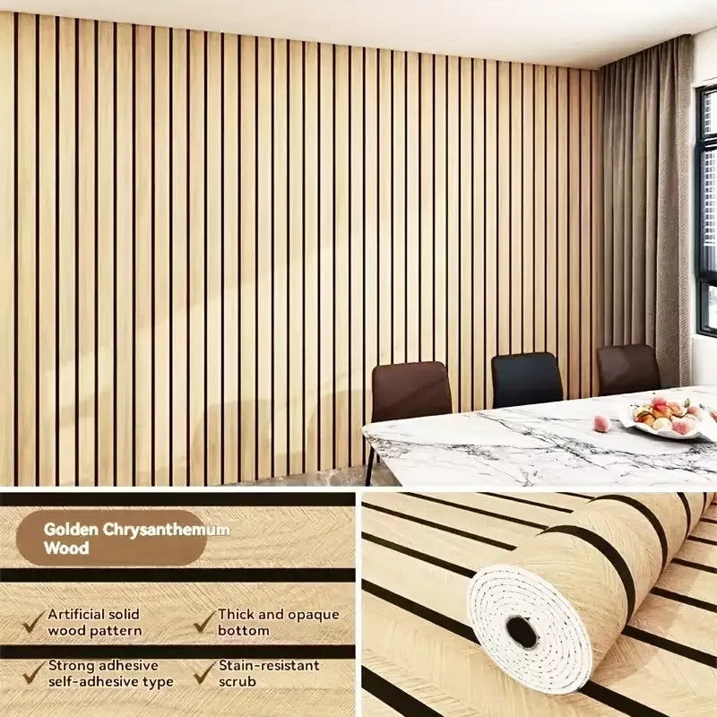 Adesivo Murale a Griglia in Legno Autoadesivo Decorazione di Sfondo per Camera da Letto Soggiorno Cucina Carta da Parati in PVC Impermeabile