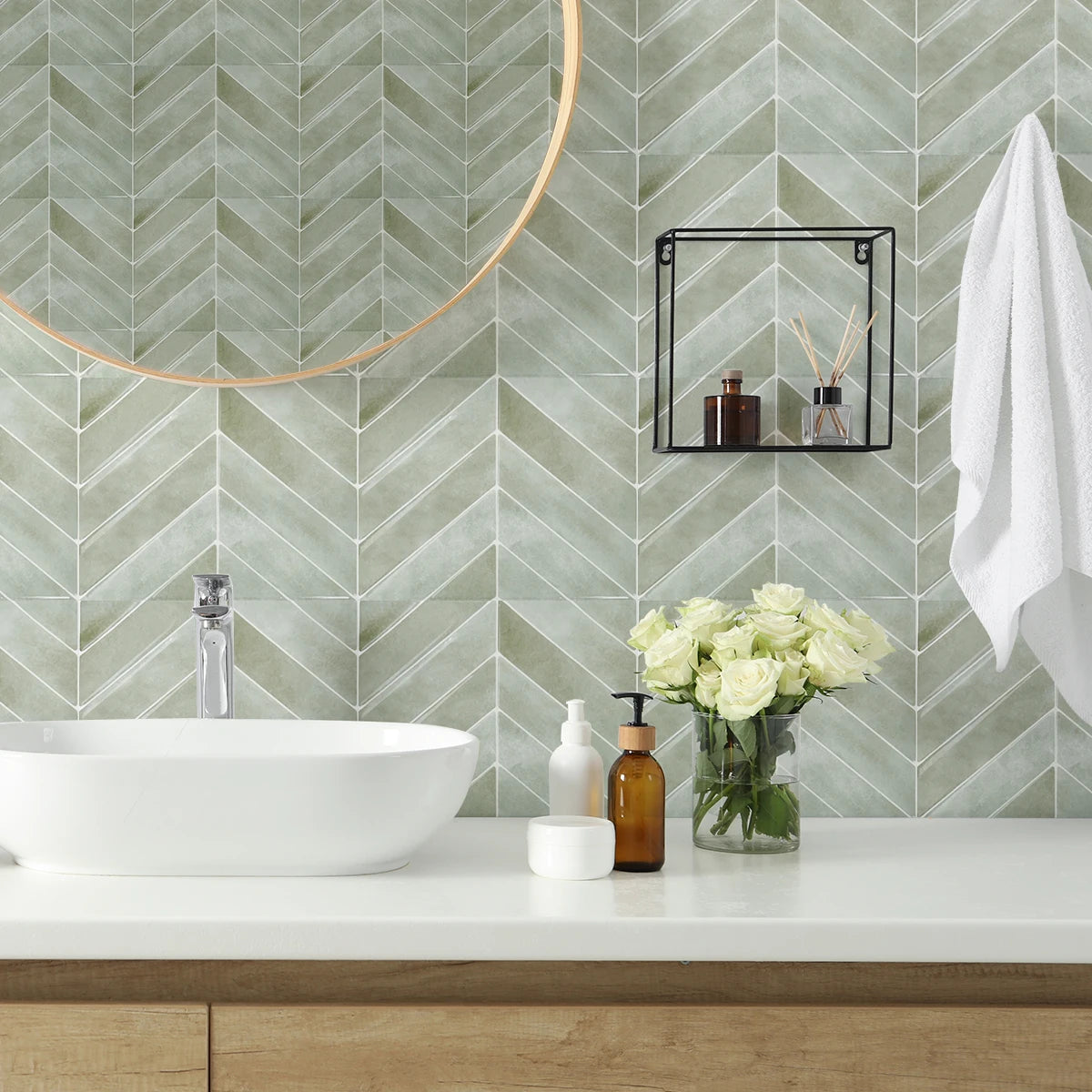 Piastrelle adesive effetto marmo beige per pareti, bagno e cucina