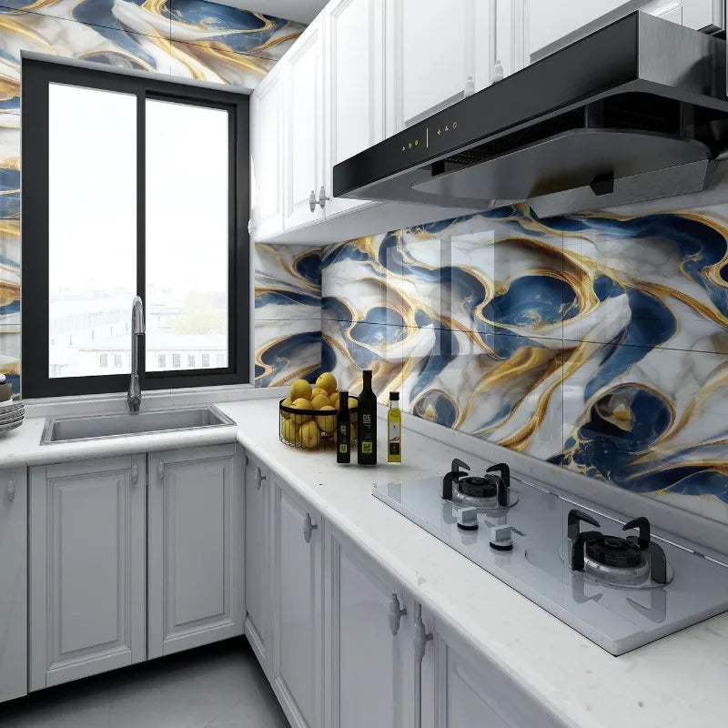 10-40PCS Imitation 3D Marble Wall Sticker Self Adhesive Waterproof Oilproof Wallpaper for Kitchen Tile Wall DIY Home Decoration