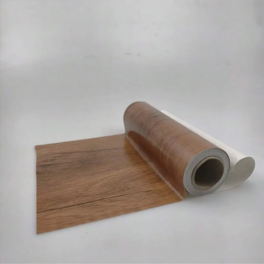 1PC 5mx10cm Adesivo da parete con linea di battiscopa in venature del legno addensato, decorazione autoadesiva per l'angolo della parete della camera da letto del soggiorno