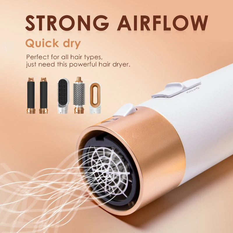 Asciugacapelli 5 in 1 Set pettine caldo Ferro arricciacapelli professionale Piastra per capelli Strumento per lo styling per asciugacapelli professionale per uso domestico