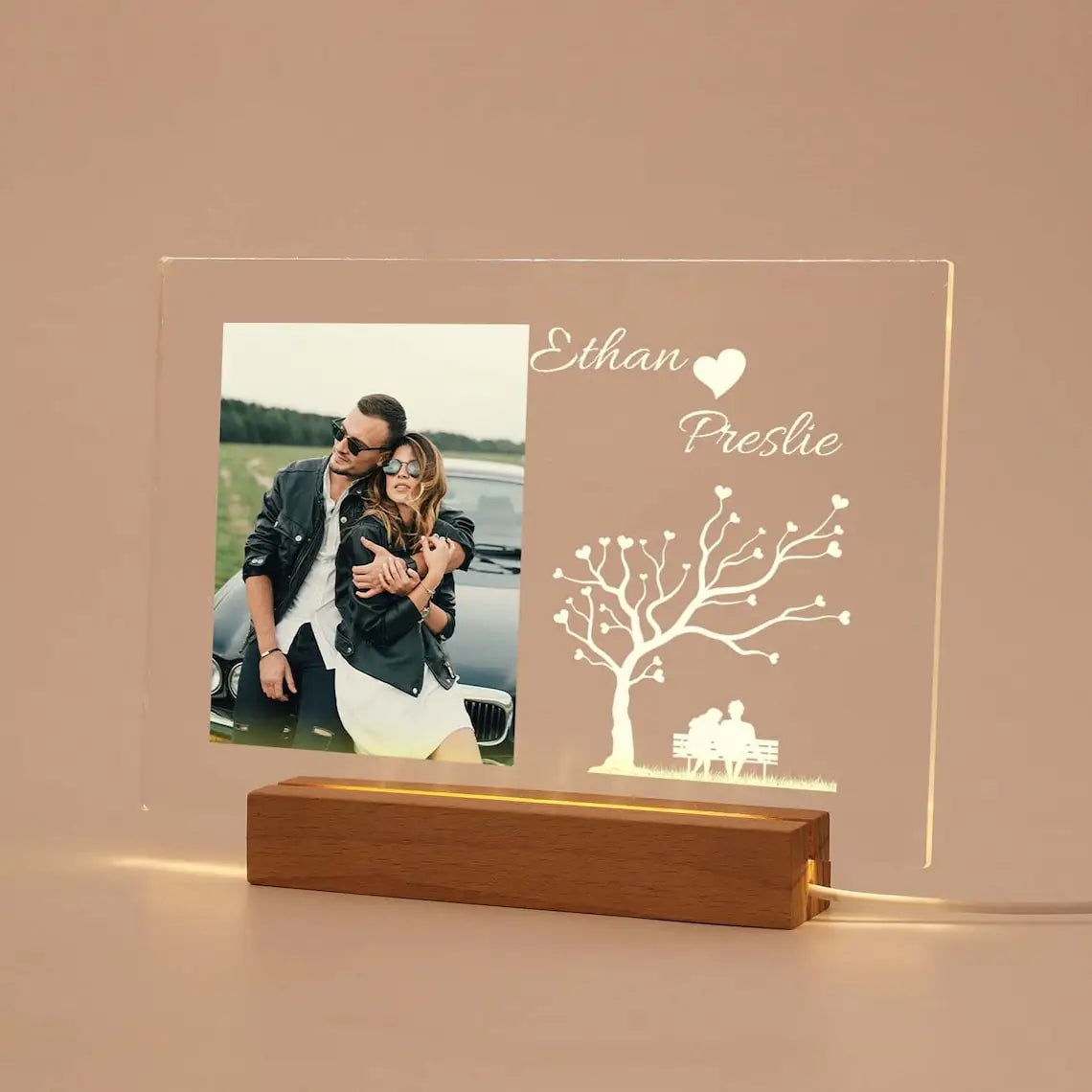 Luce notturna 3D personalizzata Lampada con foto e testo personalizzati Regali personalizzati per San Valentino, matrimonio, compleanno, lampada 3D a 7 colori