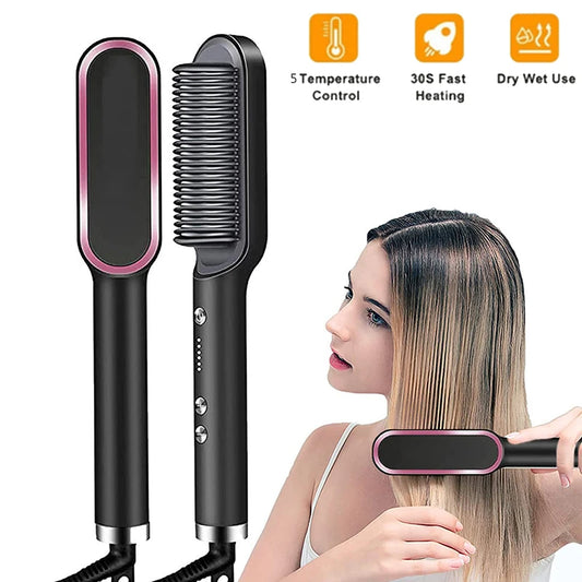 Piastra per capelli Ptc professionale Pettine caldo elettrico riscaldato rapidamente Pettine per capelli Cura personale Spazzola per acconciature multifunzionale