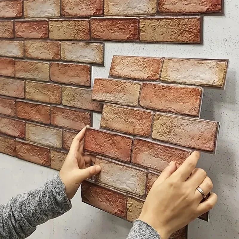 Pannelli murali 3D autoadesivi impermeabili 5/10 pezzi, carta da parati in mattoni, adesivo retrò per bagno, adesivi murali decorativi per caminetto