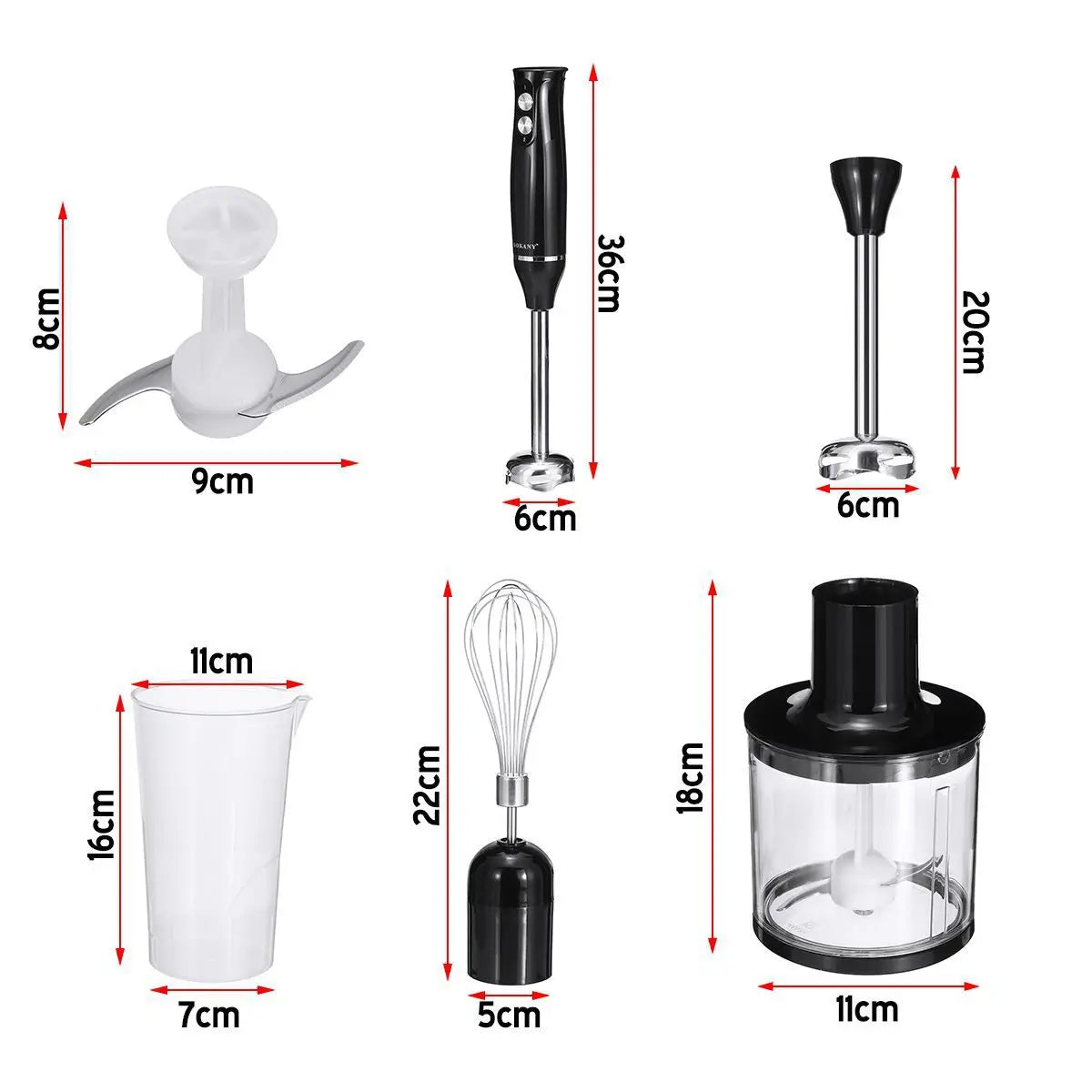 Frullatore elettrico 4 in 1, materiale in acciaio inossidabile 304, adatto per alimenti da cucina, alimenti per bambini.