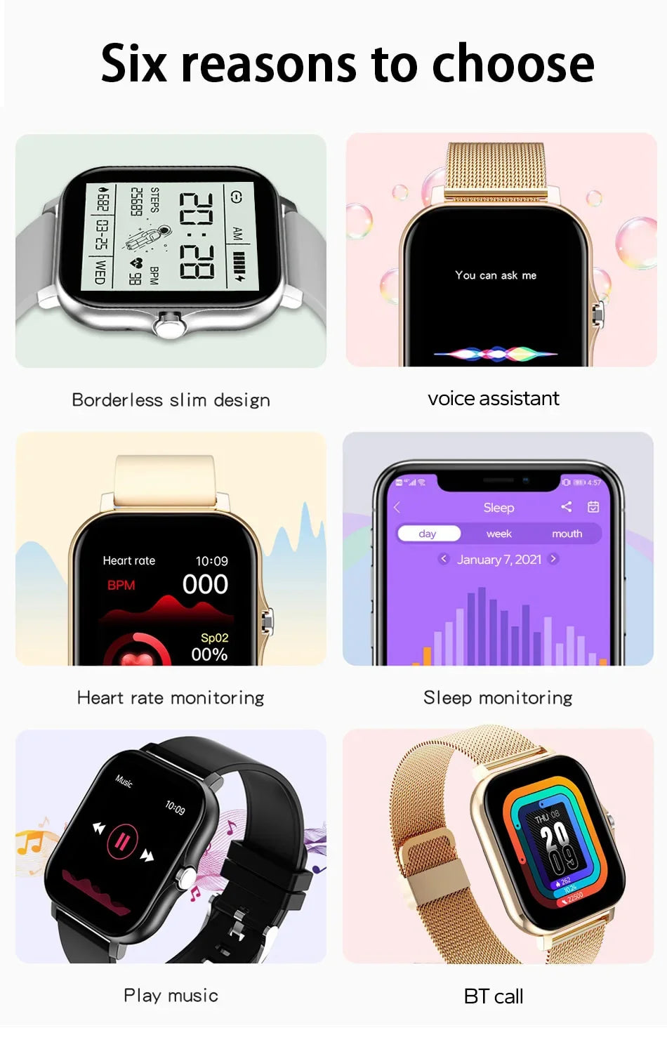 Orologio intelligente per telefono Android. Schermo a colori da 1,44 pollici Full Touch Chiamata Bluetooth Orologio intelligente Ricarica magnetica