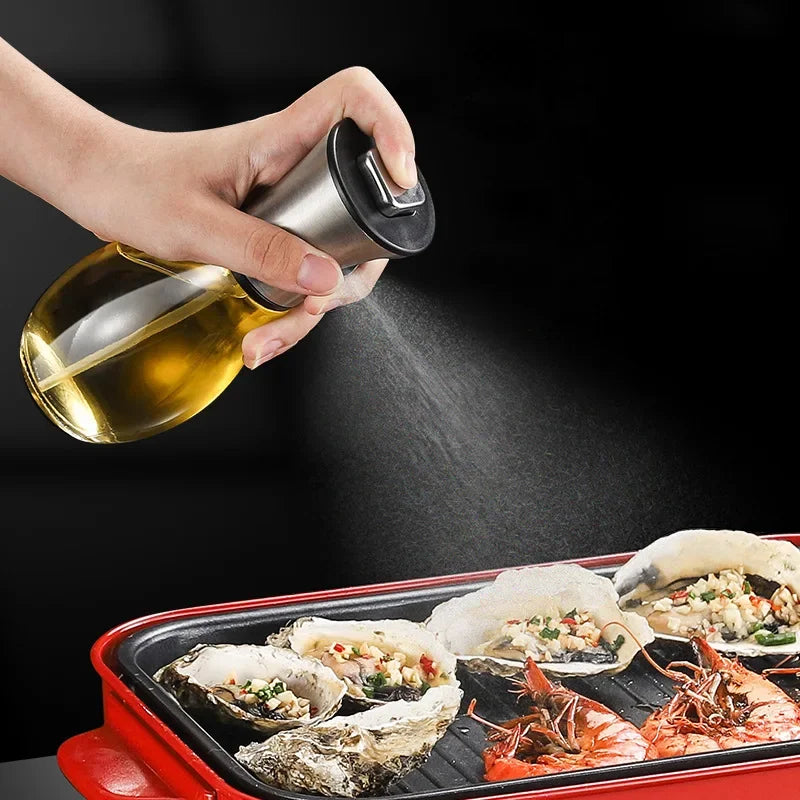 Spruzzatore di oliva per cucinare, spruzzatore di olio d'oliva in vetro da 200 ml, spruzzatore di olio vegetale con imbuto, spruzzatore di olio, cottura, frittura, barbecue