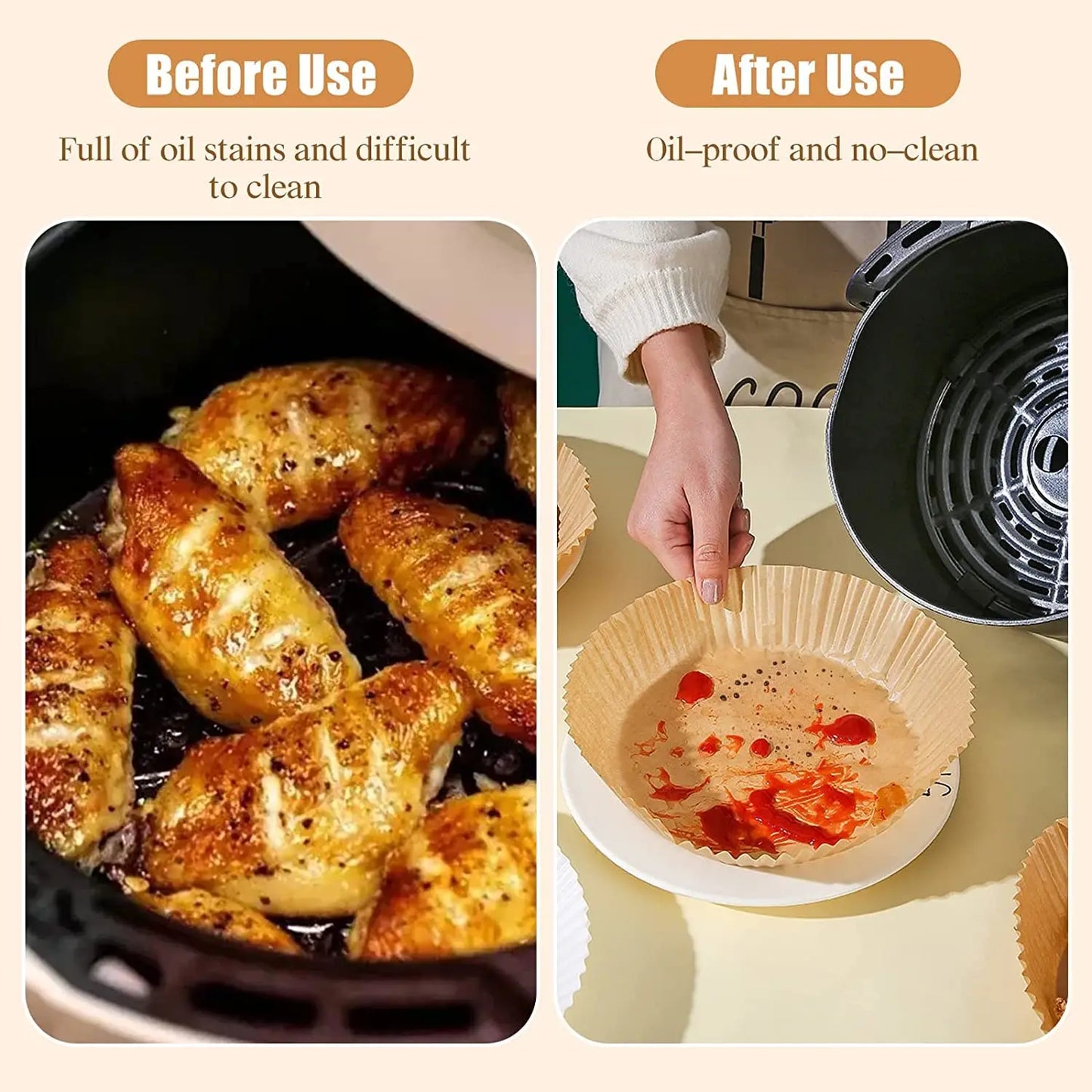 100 pz Friggitrice Ad Aria Fodere di Carta Usa E Getta Friggitrice Fodere Carta Pergamena A Prova di Olio A Prova di Acqua Food Grade Teglie Airfryer