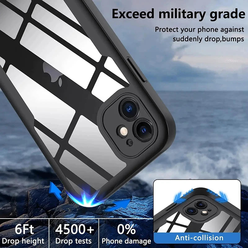 Custodia da 360 gradi per iPhone 15 14 13 12 11 Pro Max 14 Plus XS MAX XR Cover trasparente Protezione per schermo integrata robusta per tutto il corpo
