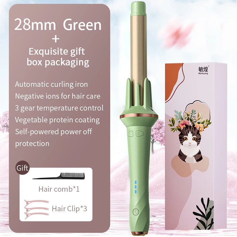 Bigodino automatico per capelli 28mm/32mm Ferro arricciacapelli a onda grande Anione Riscaldamento rapido Bigodini per styling professionale Bacchetta arricciacapelli Ondeggiatore per capelli