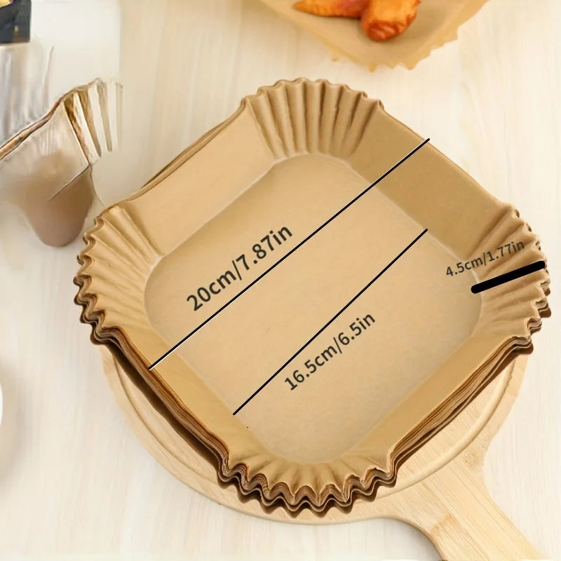 Fodere di carta per friggitrice ad aria Carta da forno impermeabile usa e getta a prova di olio Rotonda quadrata e rettangolare pergamena Forniture per feste da cucina