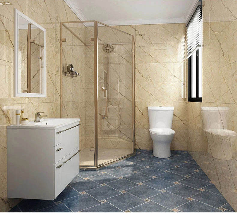 Simulated Marble Tile Floor Sticker PVC Waterproof Self-adhesive for Living room Toilet Kitchen Home Floor Decor 3d Wall sticker