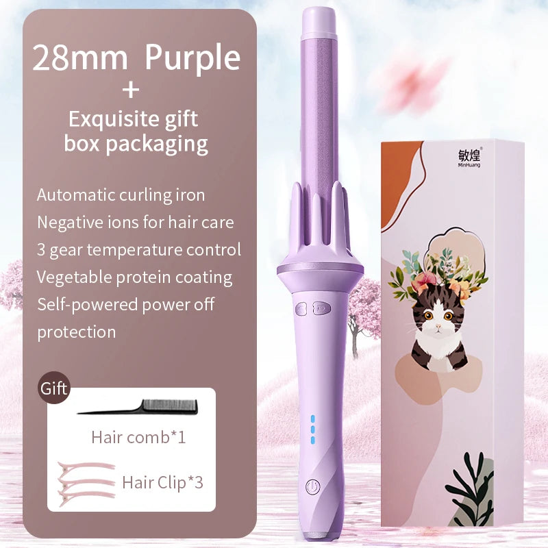 Bigodino automatico per capelli 28mm/32mm Ferro arricciacapelli a onda grande Anione Riscaldamento rapido Bigodini per styling professionale Bacchetta arricciacapelli Ondeggiatore per capelli