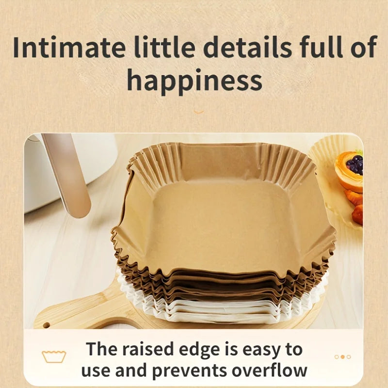 Fodere di carta per friggitrice ad aria Carta da forno impermeabile usa e getta a prova di olio Rotonda quadrata e rettangolare pergamena Forniture per feste da cucina