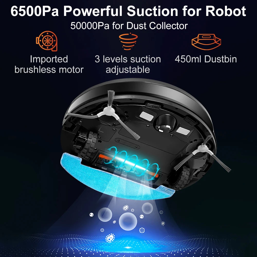 Robot aspirapolvere K30 – Con autosvuotamento, doppio laser, lampada UV, mappatura multi-piano, pulizia automatica tappeti e 240 min di autonomia