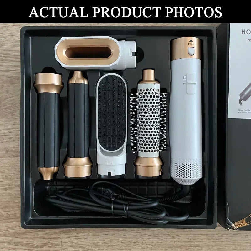Asciugacapelli 5 in 1 Set pettine caldo Ferro arricciacapelli professionale Piastra per capelli Strumento per lo styling per asciugacapelli professionale per uso domestico