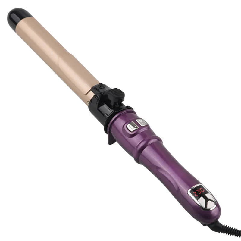 Bigodino automatico per capelli Ferro arricciacapelli rotante da 1,1 pollici con display a LED Bigodino per capelli con bacchetta arricciacapelli a riscaldamento rapido per uso domestico e in viaggio