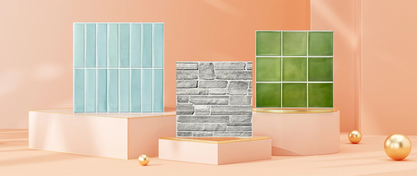 3D Wall Sticker Self-adhesive Faux Brick Wall Panel Peel and Stick Tile Backsplash for Kitchen Bedroom Waterproof Tile Sticker