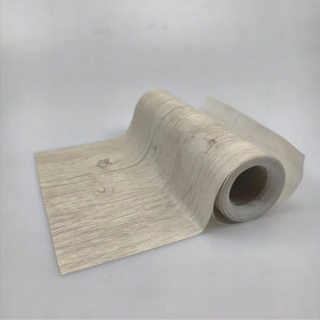 1PC 5mx10cm Adesivo da parete con linea di battiscopa in venature del legno addensato, decorazione autoadesiva per l'angolo della parete della camera da letto del soggiorno