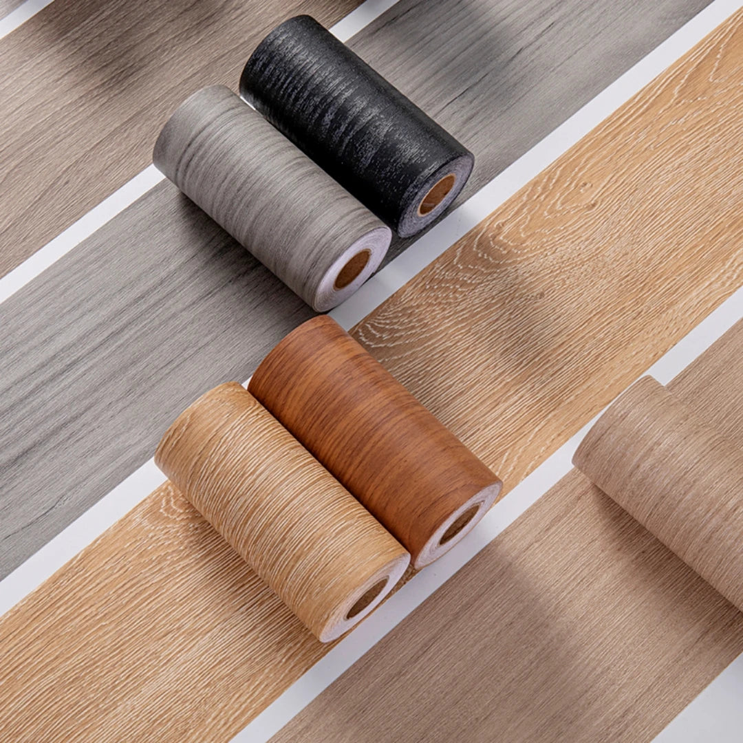 1 rotolo di adesivi murali per battiscopa con venature del legno imitazione addensata, decorazione autoadesiva per l'angolo della parete della camera da letto del soggiorno