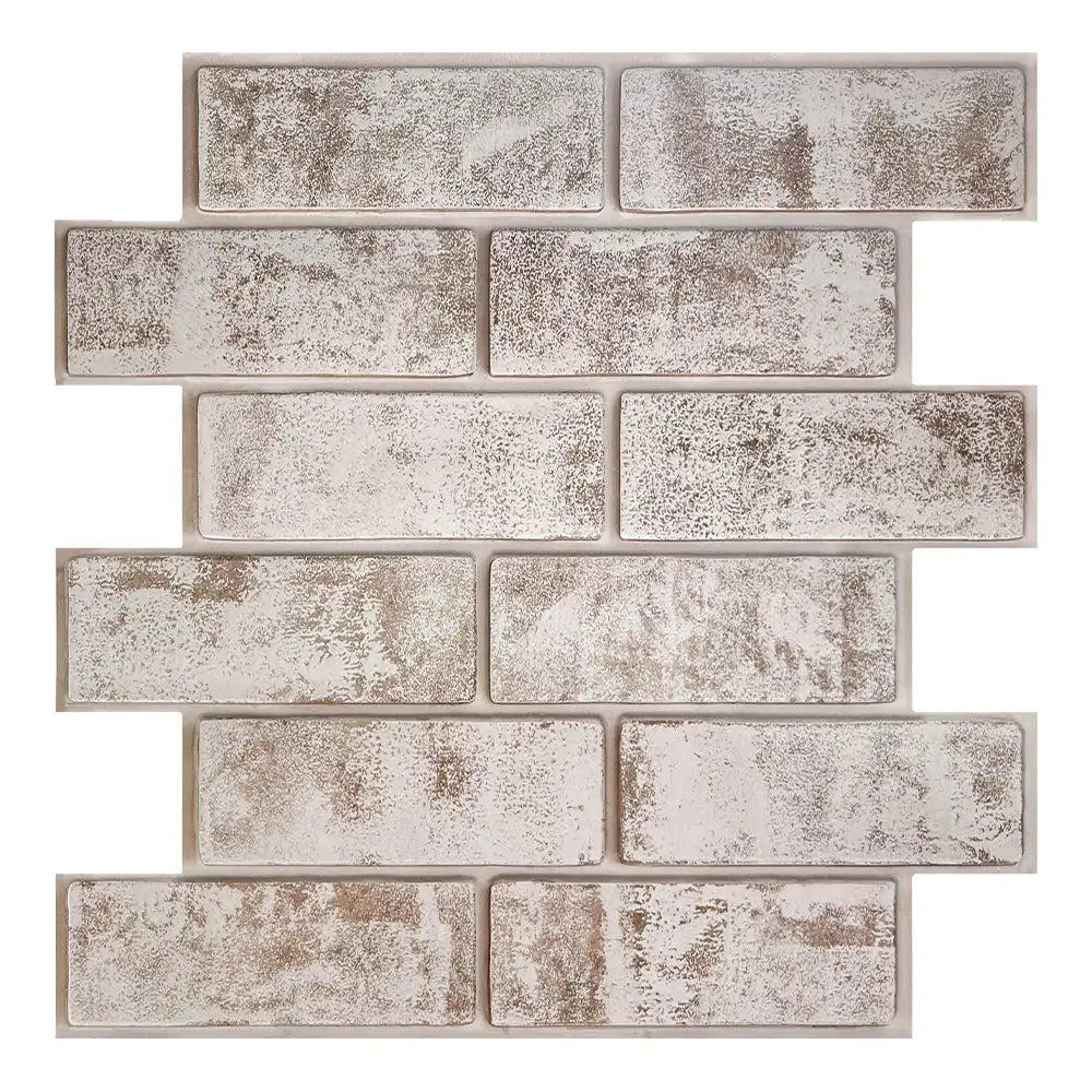 3D Tile Stickers, 3D Whitewash Brick Textures, Matte, 30cm x 30cm, Water and Mold Resistant, for Living Room Kitchen Wall Update