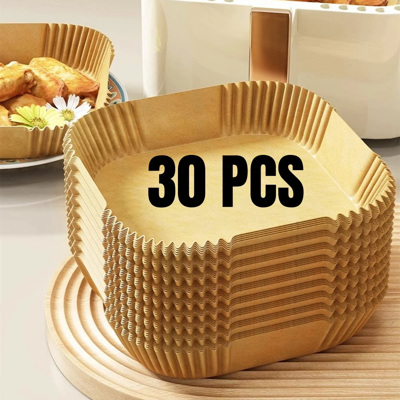 Fodere di carta per friggitrice ad aria Carta da forno impermeabile usa e getta a prova di olio Rotonda quadrata e rettangolare pergamena Forniture per feste da cucina
