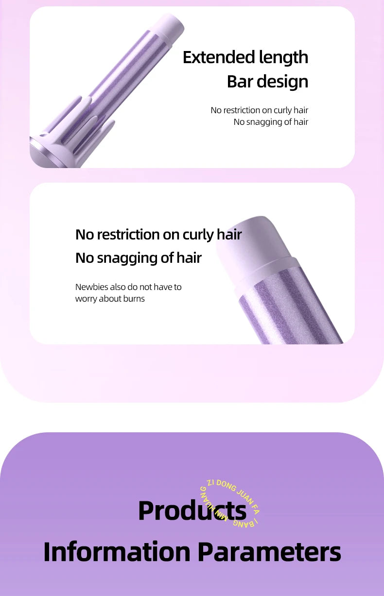 Bigodino automatico per capelli 28mm/32mm Ferro arricciacapelli a onda grande Anione Riscaldamento rapido Bigodini per styling professionale Bacchetta arricciacapelli Ondeggiatore per capelli