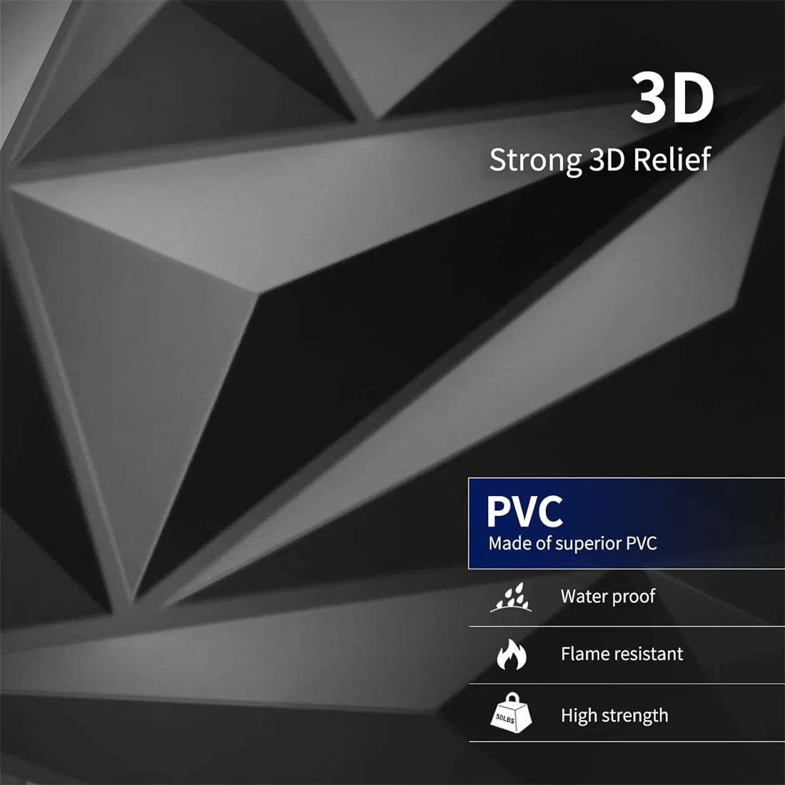Pannello da parete 3D decorato con design a diamante da 10 pezzi, 30 cm x 30 cm bianco opaco/nero, pannello da parete per decorazione domestica fai da te