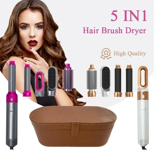 Asciugacapelli 5 in 1 Set pettine caldo Ferro arricciacapelli professionale Piastra per capelli Strumento per lo styling per asciugacapelli professionale per uso domestico