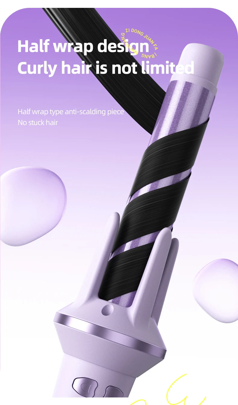 Bigodino automatico per capelli 28mm/32mm Ferro arricciacapelli a onda grande Anione Riscaldamento rapido Bigodini per styling professionale Bacchetta arricciacapelli Ondeggiatore per capelli