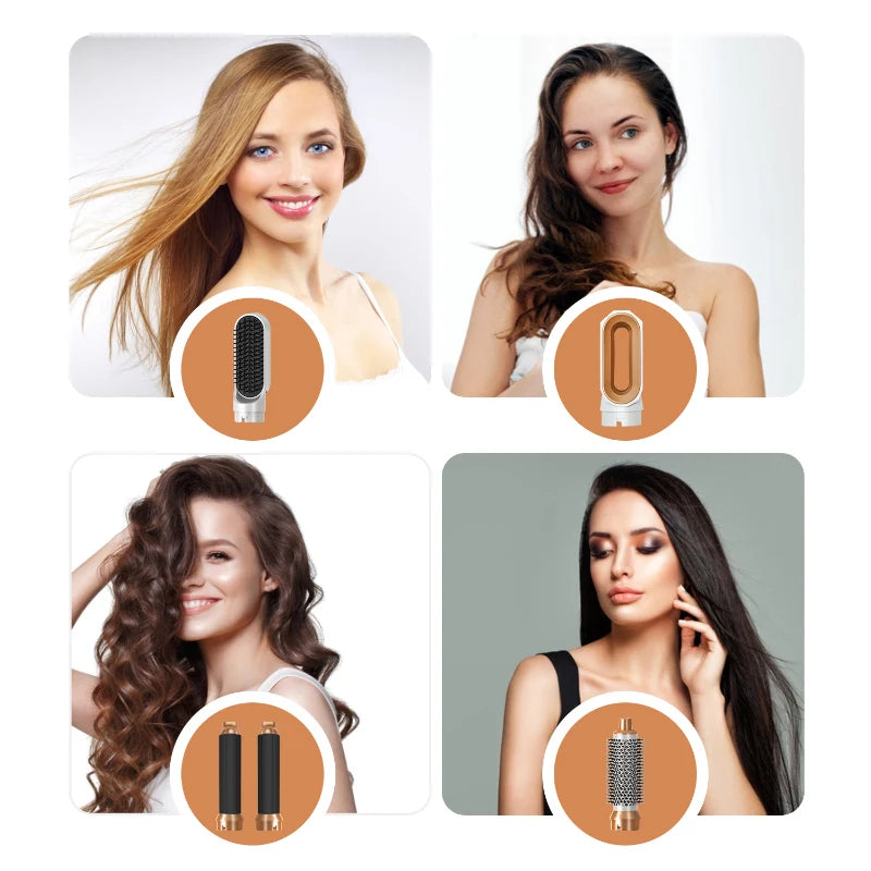 Asciugacapelli 5 in 1 Set pettine caldo Ferro arricciacapelli professionale Piastra per capelli Strumento per lo styling per asciugacapelli professionale per uso domestico