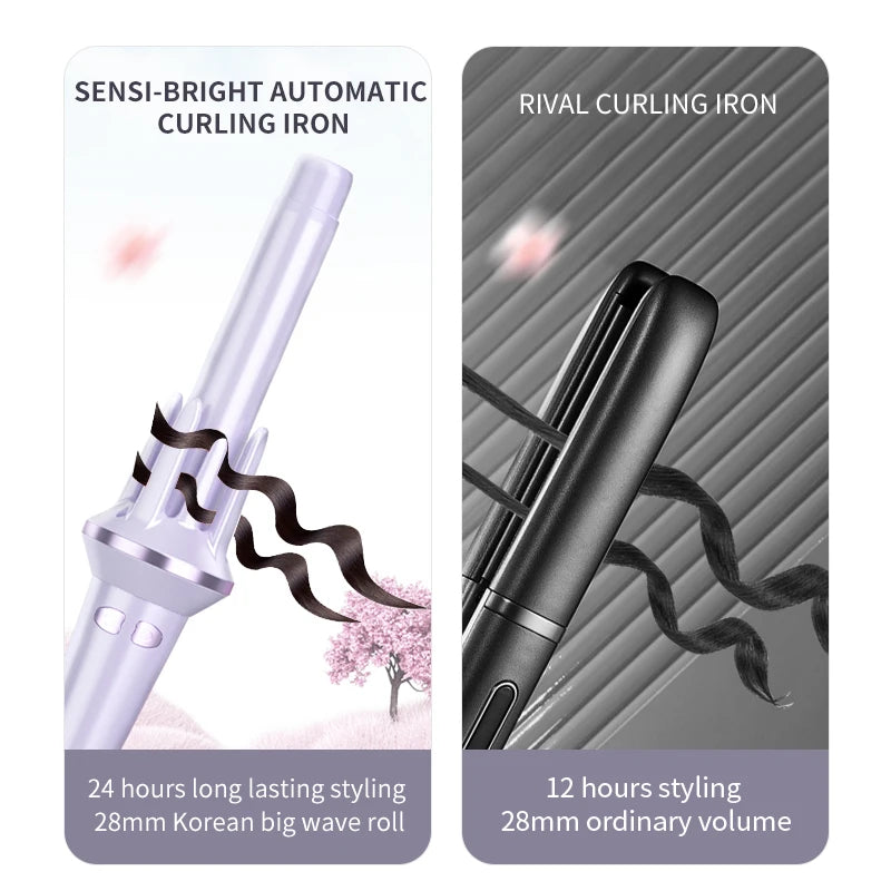 Bigodino automatico per capelli 28mm/32mm Ferro arricciacapelli a onda grande Anione Riscaldamento rapido Bigodini per styling professionale Bacchetta arricciacapelli Ondeggiatore per capelli