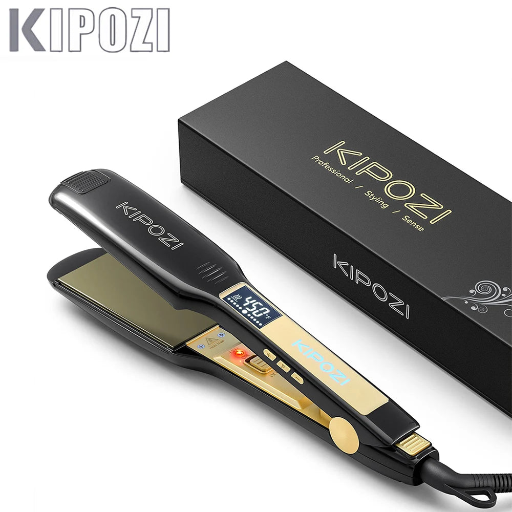 KIPOZI Piastra Capelli Professionale Titanio 230°C Display LCD Digitale Riscaldamento Veloce